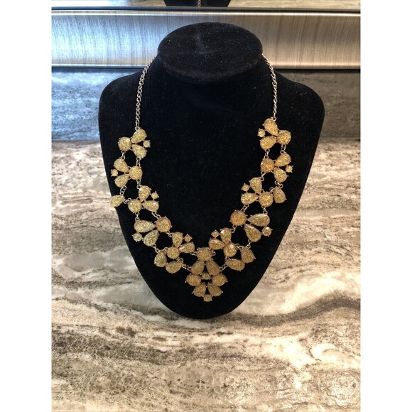 Necklace Signed ALDO Golden Faux Druzy Style Pear Drops Bib Druzy Collar - Picture 1 of 10